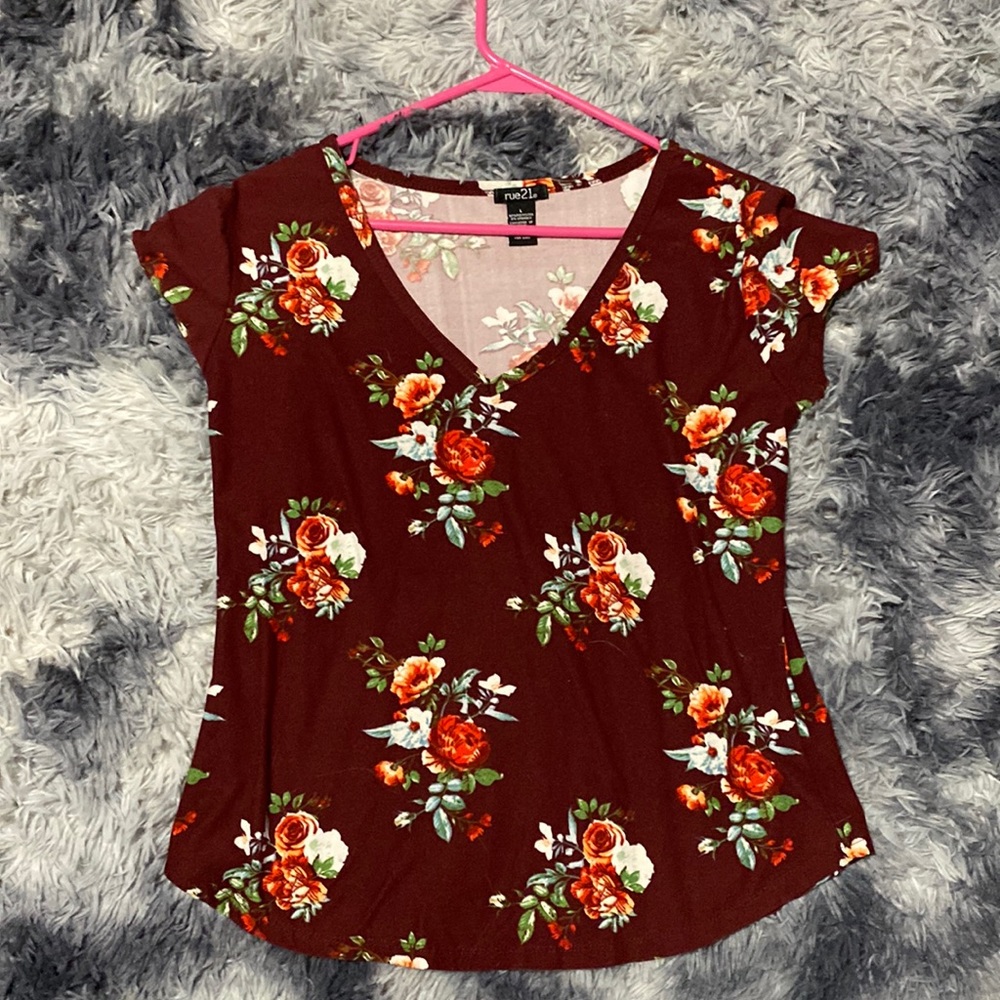 Rue21 large red floral shirt
